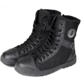 Черные высокие тканевые тактические сапоги, высокая талия