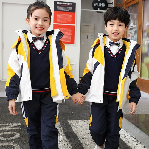 Куртка для детского сада для школьников, форма, осенний демисезонный комплект, детский спортивный костюм, увеличенная толщина, 3 предмета