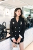 Tua Rhinestone Trâm Nhỏ Màu Đen Blazer 2018 Mùa Thu Mới Cuff Kim Cương Dress Đôi Ngực Eo Nữ Business Suit