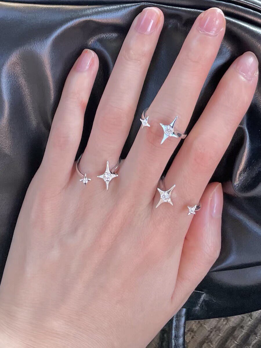 Starry Sky Series Zircon Diamond Adjustable Ring Sterling Silver_voghion.com