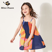 Minipeace cô gái ăn mặc retro tính khí treo váy trẻ em của váy 2018 new flat bird mùa hè ăn mặc