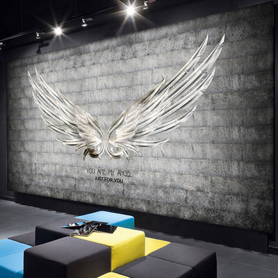 天使之翼翅膀背景墙纸3d立体壁画快手直播间个性创意装饰酒吧壁纸