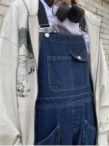 Джинсовый японский комбинезон, оригинальные дизайнерские штаны