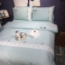 gia đình Hàn Quốc bốn bông ren công chúa gió màu bông chăn Khăn giường 1,5 1.8m doanh nghiệp giường - Bộ đồ giường bốn mảnh
