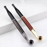 Сейко традиционная старая модная твердая древесина с длинным сухим дымовыми стержнями сухой дымовой мешок горшок с ручной медной медной двойной двойной трубной пистолет Подлинная бесплатная доставка