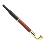 Сейко традиционная старая модная твердая древесина с длинным сухим дымовыми стержнями сухой дымовой мешок горшок с ручной медной медной двойной двойной трубной пистолет Подлинная бесплатная доставка