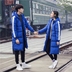 Mùa đông bông áo khoác Hàn Quốc phiên bản của mỏng mỏng áo khoác nam giới và phụ nữ trong phần dài của đầu gối đội mũ trùm đầu xuống áo khoác bông áo khoác nam Bông