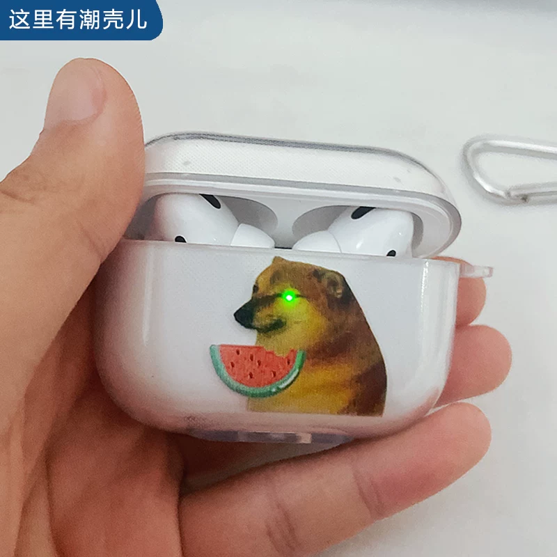 Силиконовый защитный чехол для Apple AirPods (1/2/3/Pro), прозрачный с принтом, видимый индикатор