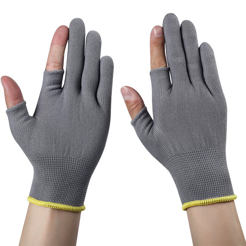 Đôi nửa ngón tay mùa hè sợi nylon siêu mỏng thoáng khí găng tay bảo hộ lao động đàn hồi chống mài mòn khi lái xe bảo vệ nam và nữ nghi thức găng tay cách nhiệt 