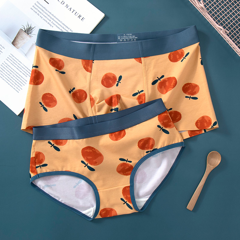 Red Persimmonlovers underpants modal  pure cotton lovely originality Double men and women Underwear Couple shorts suit