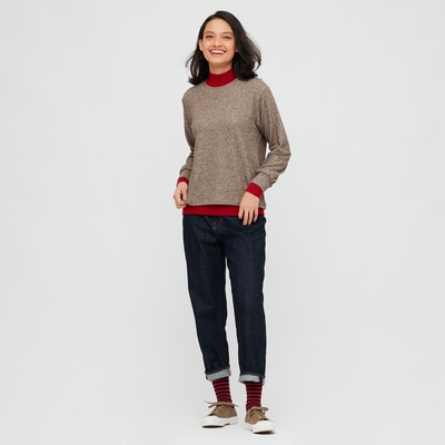 Uniqlo женский мягкий вязаный вязаный круглый вырез (длинные рукава) 428320 Uniqlo