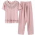 Mùa hè quý bà quần ngắn tay cotton đồ ngủ phần mỏng mui xe trung niên mẹ cộng với phân bón XL phù hợp với dịch vụ nhà thời trang hè 2021 Bộ Pajama