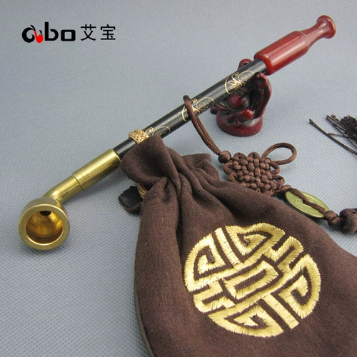 Старомодная латунная агатовая курительная трубка ручной работы