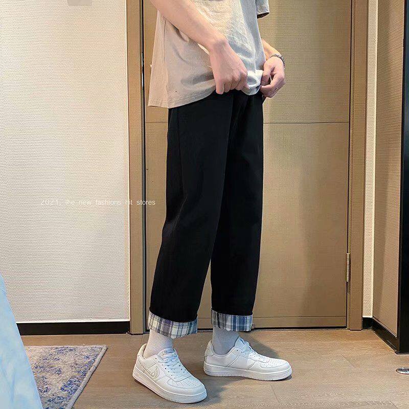 Cool and stylish men's Korean-style pure cotton spring and autumn American sporty casual pants, ins Hong Kong-style versatile elastic and tight straight long pants Application Scenario