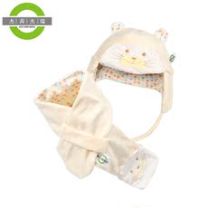 Комплект из двух частей 婴幼儿帽子秋冬婴儿儿童帽一岁冬季男孩宝宝围巾两件套女围脖套装