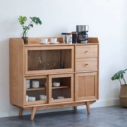 Tủ bếp hiện đại đơn giản Bắc Âu tất cả gỗ rắn tủ rượu tủ kính phòng khách tủ khóa với tủ ăn đa năng - Buồng