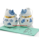 Cat House Lok Tempot Benpop японский подлинный сине -белый кошачий керамика Ceramics Ceramic