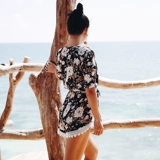 99966442 Черно -белая ретро кружевные швы соединительные пляжные брюки пляжные каникулы для бикини купальники женская иностранная одежда