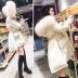 2018 mới chống mùa Hàn Quốc phiên bản của eo trắng dày mỏng phần dài màu lông lớn cổ áo xuống áo khoác của phụ nữ triều Xuống áo khoác