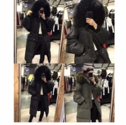 2018 mới của Hàn Quốc phiên bản của lỏng kích thước lớn dây rút eo quá khổ cổ áo lông thú phần dài dày nữ xuống áo khoác phụ nữ