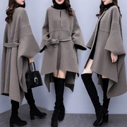 Áo choàng len 2018 thu đông 2018 phiên bản mới phổ biến của phụ nữ Hàn Quốc với phần dài của áo khoác len nữ rộng cỡ lớn - Áo Hàn Quốc