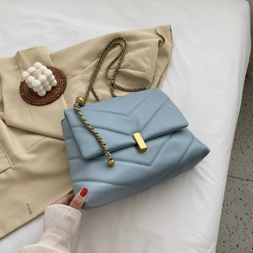 Вместительная и большая сумка через плечо, сумка на одно плечо, цепь, коллекция 2021, в корейском стиле