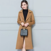 Mùa thu đông 2018 mới của phụ nữ phiên bản Hàn Quốc của áo khoác len lông cừu hai mặt trong phần dài của áo khoác len nữ mỏng - Áo len lót đôi