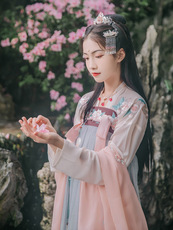 Реквизит на заказ 中国风国潮汉服女改良对襟齐胸襦裙女装（不含鞋子和身上的配饰）