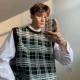 Cui layout / 19AW vest nam áo len không tay dày áo len xu hướng Hàn Quốc áo len dệt kim - Cặp đôi áo len