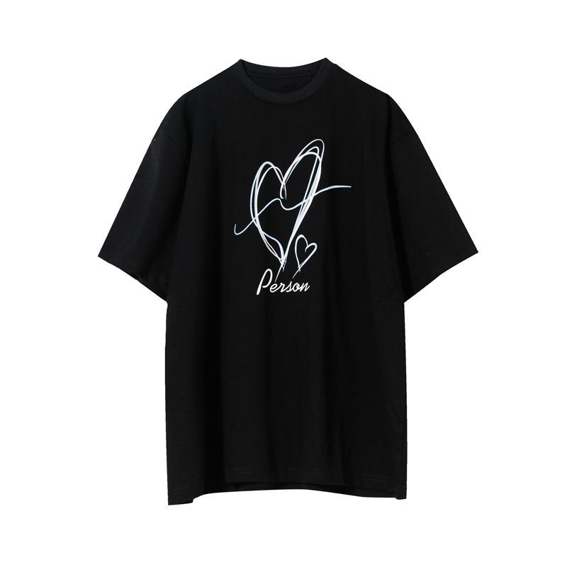 Blackcuibuju / 21ss summer ins Advanced sense leisure time Short sleeve male love Simplicity printing lovers Versatile T-shirt