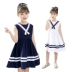 Quần áo bé gái mùa hè 2019 mới ngắn tay bé gái hải quân váy gió siêu ngoại thời trang váy liền - Váy Váy
