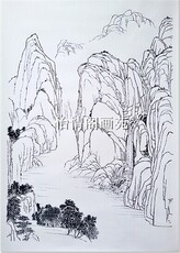 Картина 工笔画白描底稿山水白描稿山水人物花鸟动物线描实物临摹画稿004