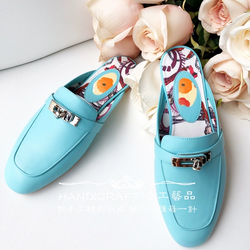 H Семейство Келли Бакл Полу -Слипперс Свифт Свифт Пинпу Мюллер обувь черный чистый белый золотисто -коричневый макарон синий