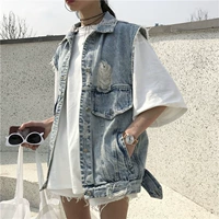 Летний ретро джинсовый жилет, куртка, коллекция 2021, в корейском стиле, свободный крой