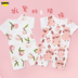 Wlook ban đầu lợn bé quần áo bé siêu dễ thương lợn lợn sơ sinh tay ngắn jumpsuit nước đào bông in - Áo liền quần jumsuit nhung trẻ em Áo liền quần