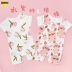 Wlook ban đầu lợn bé quần áo bé siêu dễ thương lợn lợn sơ sinh tay ngắn jumpsuit nước đào bông in - Áo liền quần quần áo em bé Áo liền quần