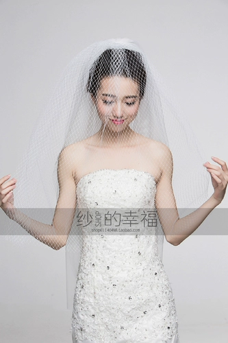 Счастье пряжи 3 слоя марли большой сетки с сетью марли -невесты, чтобы покрыть лицевую завесу мягкую пряжу короткую вуаль, многослойный