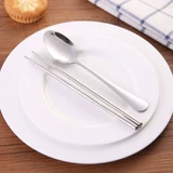 Оральная посуда из нержавеющей стали, палочки для еды, ложка, комплект, подарок на день рождения, делается под заказ, с печатью вашего логотипа