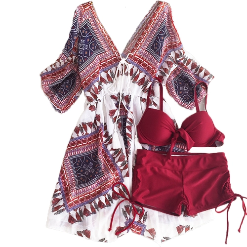 Раздельный купальник, сексуальный поддерживающий комплект, свободный крой, 3 предмета, большой размер, по фигуре