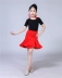Khiêu vũ trẻ em váy mùa hè khiêu vũ Latin thực hành quần áo ngắn tay chia Latin biểu diễn chương trình phù hợp với cô gái phù hợp với cô gái Trang phục