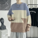 Мужской демисезонный трендовый свитер для влюбленных, трикотажная шерстяная куртка для отдыха, круглый воротник, в корейском стиле, оверсайз