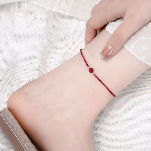 Браслет на ногу, плетеный оберег на день рождения для влюбленных ручной работы, простой и элегантный дизайн, цвета киновари, подарок на день рождения