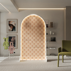 напольная ширма 现代简约屏风美式隔断遮挡客厅入户卧室移动艺术实木座屏几何花纹 Smayer