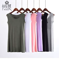 Phương thức nightdress phần mỏng cổ tròn không tay áo váy nhà dịch vụ đồ ngủ váy nữ mùa hè chống ánh sáng có thể được đeo bên ngoài shop váy đẹp