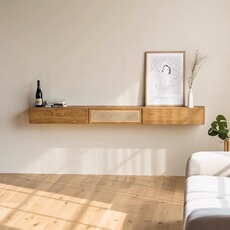 шкаф для ванной 日式实木藤编壁柜家用小户型复古墙上置物架酒店民宿挂墙式电视柜