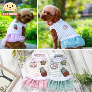 Teddy váy chó quần áo hơn Xiong Bomei quần áo thú cưng sọc lưới công chúa váy quần áo mùa hè - Quần áo & phụ kiện thú cưng