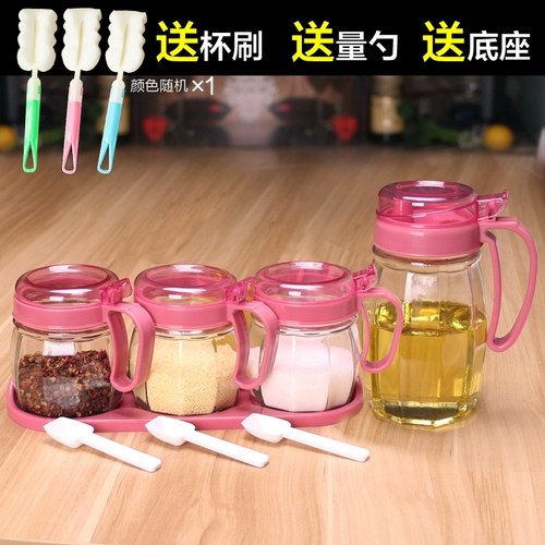 [家用调料盒厨房用品玻璃调味料瓶罐盐罐佐料罐糖罐油瓶壶组合套装]