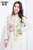 Senma áo khoác ngắn nữ đứng cổ áo floral print jacket khâu dây kéo sinh viên áo giản dị Hàn Quốc phiên bản của xu hướng