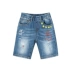 gxgkids quần áo trẻ em bé trai quần short denim quần áo thời trang mùa hè quần năm điểm phong cách phương tây cho bé - Quần jean