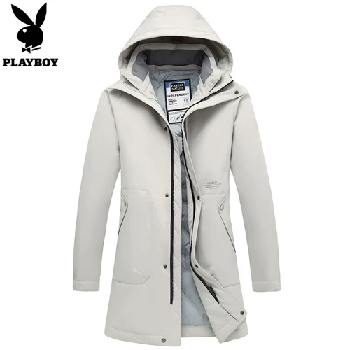 Playboy, демисезонный зимний длинный приталенный пуховик, утепленная куртка с капюшоном с пухом для отдыха, средней длины